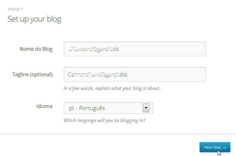 Passo 3 - Configurando seu Blog no WordPress